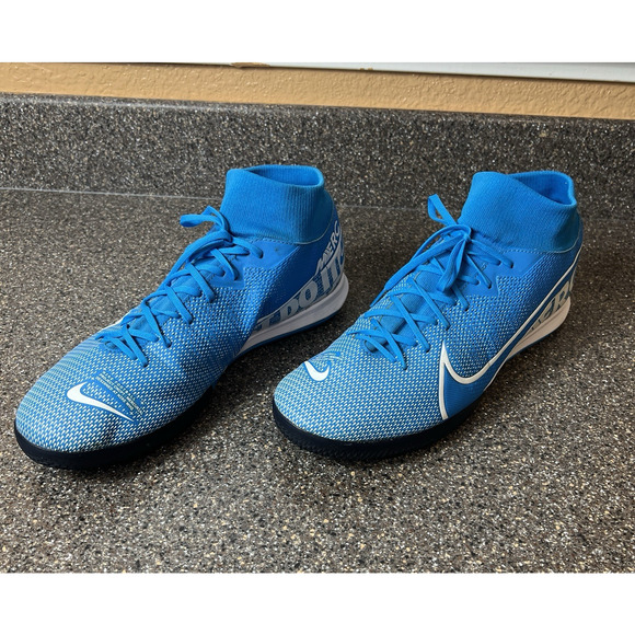 NIKE MERCURIAL SUPERFLY 7 ACADEMY IC INDOOR SOCCER MEN\'S SIZE 12 BLUE AT7979-414 main image 10